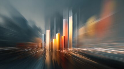Poster - Abstract cityscape with blurred lights representing urban growth and modern architecture, ideal for financial themes.