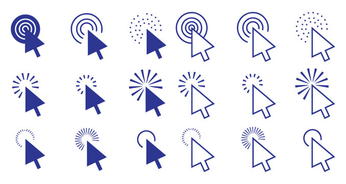 Click here icons for web design and user interface elements pack for digital marketing projects