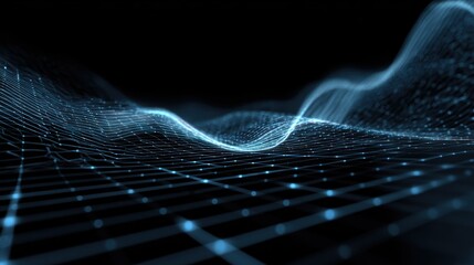 Fototapete - Abstract digital wave visualization representing data and technology in a sleek, modern style.