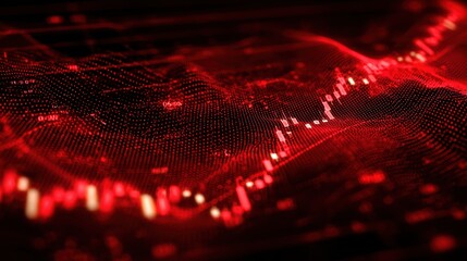 Fototapete - Dynamic visual of red data flow, symbolizing modern technology and digital interaction.
