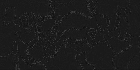 Aufkleber - modern style dotted lines creating a topographic map with contour line creating an artistic and minimalist design element like representation art design dark background.