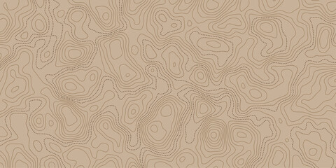 Aufkleber - Detailed topographic map showing contour doted lines on a tan background surface pattern view.