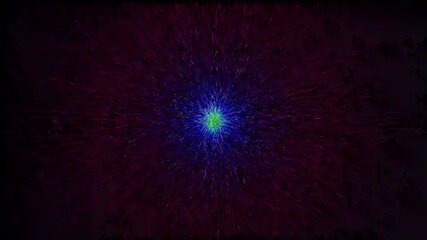 Wall Mural - A glowing blue fractal burst with colorful star patterns illuminates the abstract space