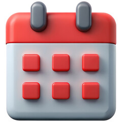 Poster - 3D Render of a Calendar Icon with Red and White Pages on a Transparent Background for Easy Integration