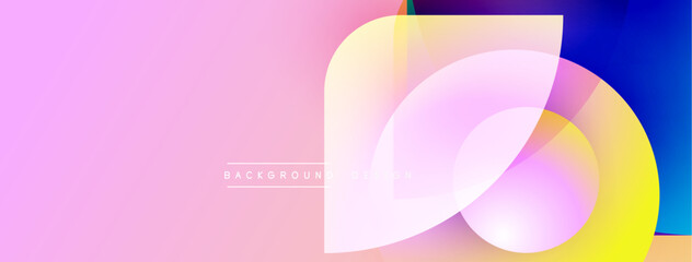 Fototapete - Abstract pink background. Overlapping colorful shapes create dynamic visual effect. Modern design element for digital projects.