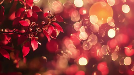 Poster - Vibrant red bokeh circles and light flares create a mesmerizing backdrop for natures beauty, red bokeh circles and light flares able background