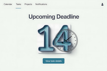Poster - Upcoming deadline highlighted with a clock and calendar representing planning and important task scheduling for business success.