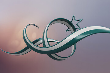 Poster - A flowing ribbon design features a star, creating an abstract element that is suitable for artistic design projects and creative backgrounds.