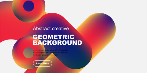 Poster - Abstract geometric shapes, vibrant colors, modern design. Text overlay promotes content with call to action button.