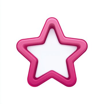 Pink 3D Star Shape on White Background