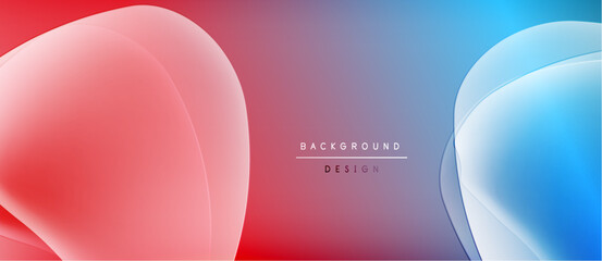 Fototapete - Abstract background features overlapping colorful shapes. Red, purple, blue gradients create dynamic visual effect. Modern design element.