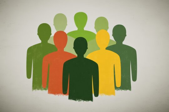 Representation of diverse individuality in abstract silhouettes emphasizing inclusion differences and community connection illustrated through vibrant yet minimalist color palettes