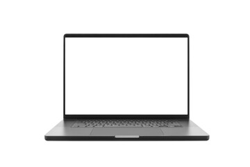 laptop or notebook with blank screen isolated with clipping path on white background. png