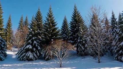 Wall Mural - arafed view of a snowy forest with a few trees