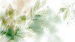 © kainat - **Plantation abstract background blending delicate line art of leaves with watercolor-style gradients in light greens and soft whites