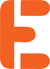 Poster - Bold and rounded orange letter e with a subtle textured pattern on a clean white background