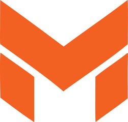 Poster - Bold orange letter m logo with a geometric modern design and a subtle textured pattern on a clean white background