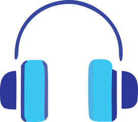 Poster - Stylized blue and cyan headphones icon featuring a simple modern design on a white background