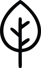 Fototapete - Simple black outline of a stylized leaf with a central stem and two branching veins on a white background