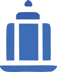 Poster - Stylized blue ger symbol representing a traditional mongolian dwelling with a rounded top and a solid base on a white background