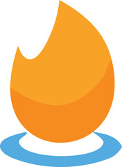 Poster - Abstract orange teardrop shape with a blue wave element at the bottom against a white background representing energy and flow