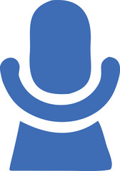 Poster - Abstract blue microphone icon with a minimalist design and a modern clean aesthetic suitable for various digital applications