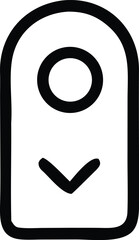 Poster - Simple black outline of a wi fi signal icon with a downward pointing arrow within a rounded rectangle shape