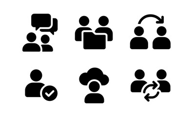 Poster - Minimalist communication and collaboration icons for modern digital interfaces