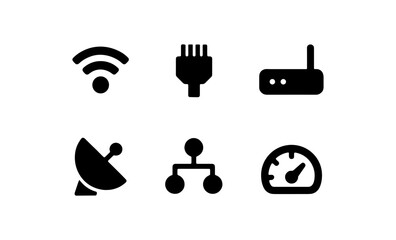 Aufkleber - Minimalist technology icons set: wifi, ethernet, router, satellite, network, speed