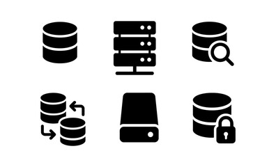Fototapete - Server and database icons: technology symbols in flat design