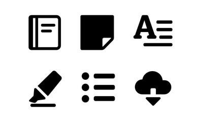 Poster - Minimalist icons set: document, text, edit, list, download essentials