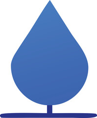 Poster - A stylized blue water drop with a subtle textured pattern standing upright on a horizontal blue line against a white background