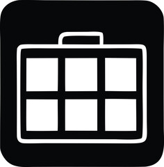 Poster - Simple black and white icon representing a briefcase with six compartments and a handle suitable for business or organization themes