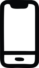 Poster - Simple hand drawn black outline of a modern smartphone with a blank screen and home button
