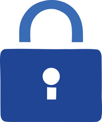 Poster - A simple blue padlock icon with a white circle and square representing the lock mechanism on a white background