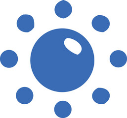 Poster - Abstract blue circular design with a central larger circle and smaller orbiting circles creating a sunburst or radial pattern