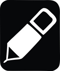 Aufkleber - A simple white pencil icon with a sharpened tip and an eraser is displayed against a solid black background within a rounded square