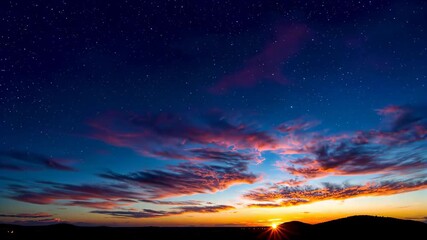 Wall Mural - arafed sky with a bright orange and purple sunset and a few stars