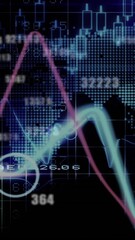 Poster - Animation of world map and data processing on black background