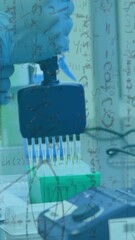 Aufkleber - animation of mathematical equations over female scientist working in lab