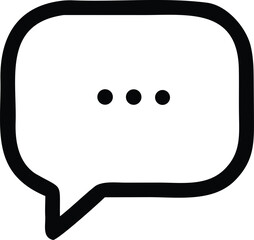 Poster - Simple black and white hand drawn speech bubble icon with three black dots indicating typing or waiting for a response