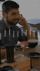 Poster - Animation of diagrams over businessman talking on smartphone
