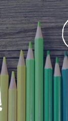 Poster - In school, colorful pencils arranged with animation of math symbols and equations