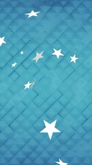 Poster - White stars animating over blue geometric pattern background