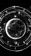 Poster - Animation of globe with data processing over dark background