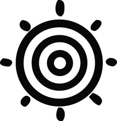 Poster - A stylized black and white circular target symbol with radiating oval shapes around its perimeter suggesting a radiating energy or signal