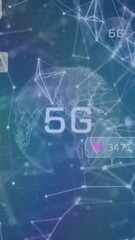 Poster - 5G network and data connections animation over digital world map
