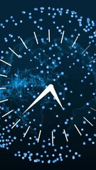 Aufkleber - Glowing dots forming digital network pattern on clock face in animation style