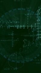 Poster - Animation of mathematical equations and graphs on green background with light effect