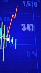 Poster - Financial data charts and graphs animation over blue background with numbers